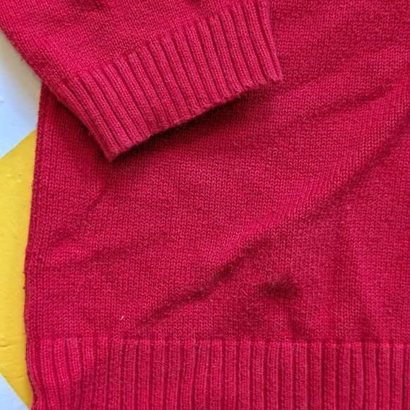 Red and Gold Fastener Cotton Long Sleeve V Sweater Women's Charter Club Medium - Picture 4 of 7